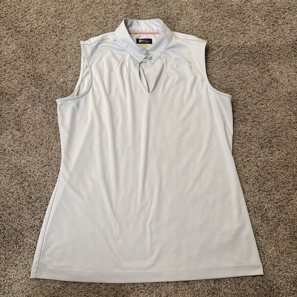 Greg Norman Shirt Womens‎ Large Mock Halter Neck Golf Gray Top Blouse Sleeveless - Picture 1 of 8